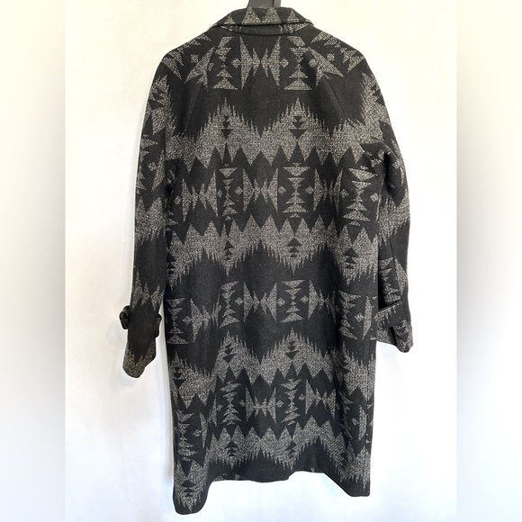 Pendleton Sonora Archive Blanket Long Coat Jacket Black Cream Large - Picture 4 of 10